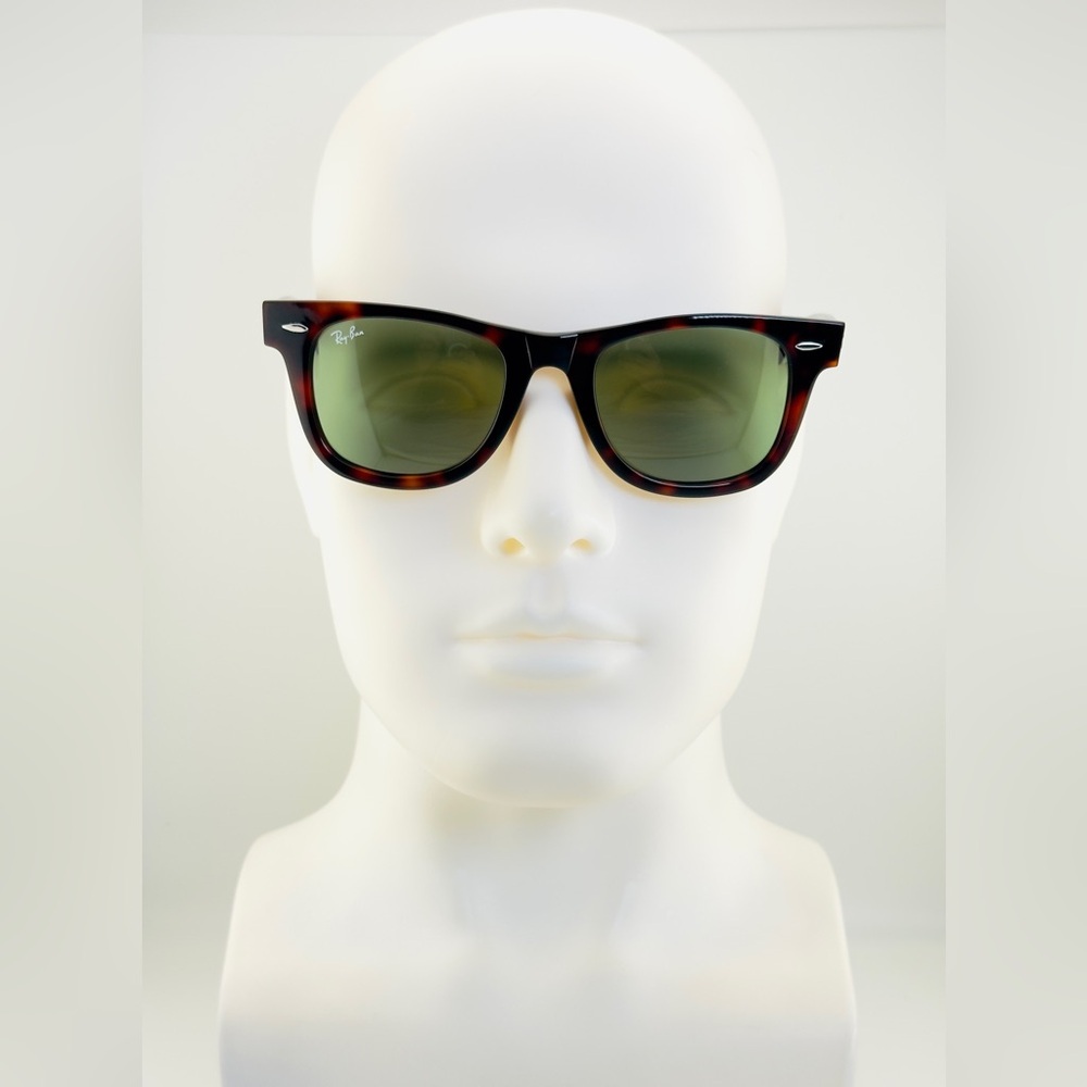 Ray-Ban Sunglasses RB2140 Original Wayfarer Tortoise Frame Green Lenses 50mm - Picture 3 of 14
